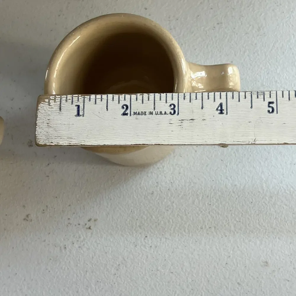 Wallace and Tepco China Coffee Mugs Set of 2 Tan 3.5" Tall Heavy Restaurant Ware - Picture 11 of 15